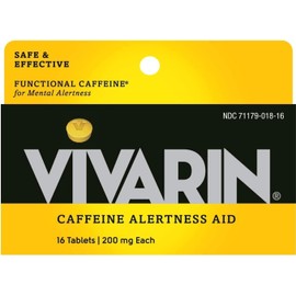 Vivarin, Caffeine Pills, 200mg Caffeine in Each Tablet, Safely and Effectively Helps You Stay Awake, Alertness Aid, Energy Supplement, 16 Tablets - 12 Pack