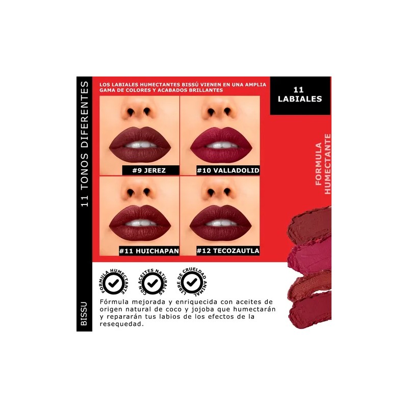 Kit Set 11 Labiales Bissu Humectante Tonos Rojos
