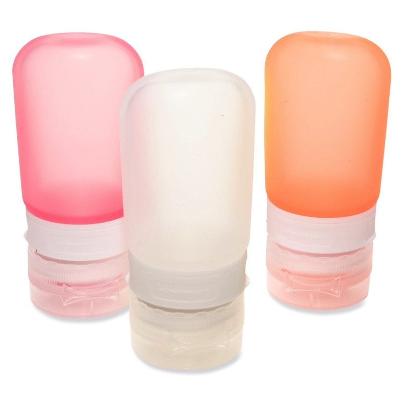 humangear GoToob 3-Pack Travel Bottle, Clear/Red/Orange, Medium (2oz)