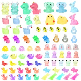Pack of 80 Mini Luminous Resin Animals, Miniature Colourful Resin Small Rabbit Dinosaur Elephant Unicorns for Crafts Miniature Figures for Aquarium Dollhouse Miniature Garden Craft Pot Decorations