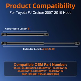 Euplokeer Front Hood Strut Shock for 2007-2010 Toyota FJ Cruiser