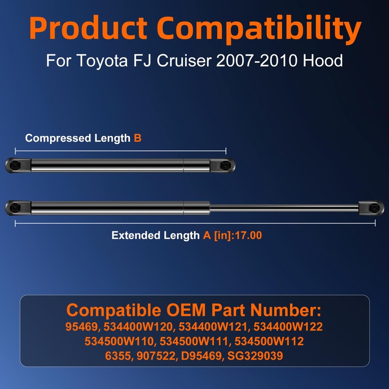 Euplokeer Front Hood Strut Shock for 2007-2010 Toyota FJ Cruiser