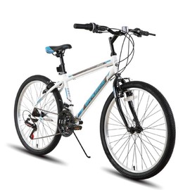 Hiland 24 26 inch Mountain Bike for Men Women, 21 Speeds High-Carbon Steel Frame, Sport Cycling MTB Bicycle for Adult - Color: White_26 Inch
