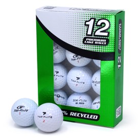 Second Chance Recycled Lake Golf Balls, Used Golf Balls - 12 Pack - Grade A for Top Flite, Golf Balls, Lake Balls, White, packed in a Green Box