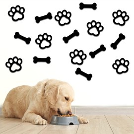 clothmile 12 Pcs Dog Room Decor Paw Prints Wood Wall Art Lovers Gifts Puppy Decorations Signs for Home Kitchen Bathroom Bedroom (black)