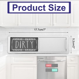 PATIKIL Dishwasher Magnet Clean Dirty Sign, 7x2 Inch Clean & Dirty Dishwasher Indicator Slider Silver Funny Acrylic Magnet Sign Laundry Kitchen Gadgets, Grey & White