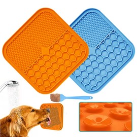 NACOCO 2 Pack Dog Lick Mat with Super Suction for Anxiety Peanut Butter Dog Licking Mat Slow Feeder Dispensing Treater Lick Pad for Pet Bathing Grooming and Training with Extra Spatula