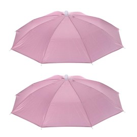 YOKIVE 2 Pack Umbrella Hat, Folded Sun Rain Caps Hand Free Fish Umbrella Hats Great for Hiking, Fishing, Camping, Sports (Pink, 20-Inch)