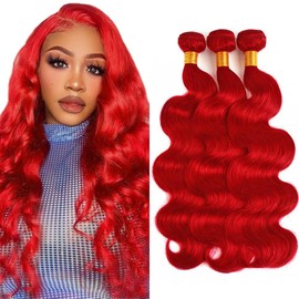 32 32 32 Inch DiexrLmax Hair Red Bundles Burgundy Body Wave Bundle 3 Bundles Unprocessed Virgin Hair Double Weft Hair Extensions