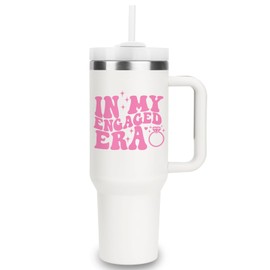 In My Engaged Era Thermos Cup 40oz,Engagement Gifts For Her,With Lid And Straw,Bride To Be Gifts,Engagement Present,Future Mrs,Bridal Shower,Boyfriend And Girlfriend Engagement Party Gift