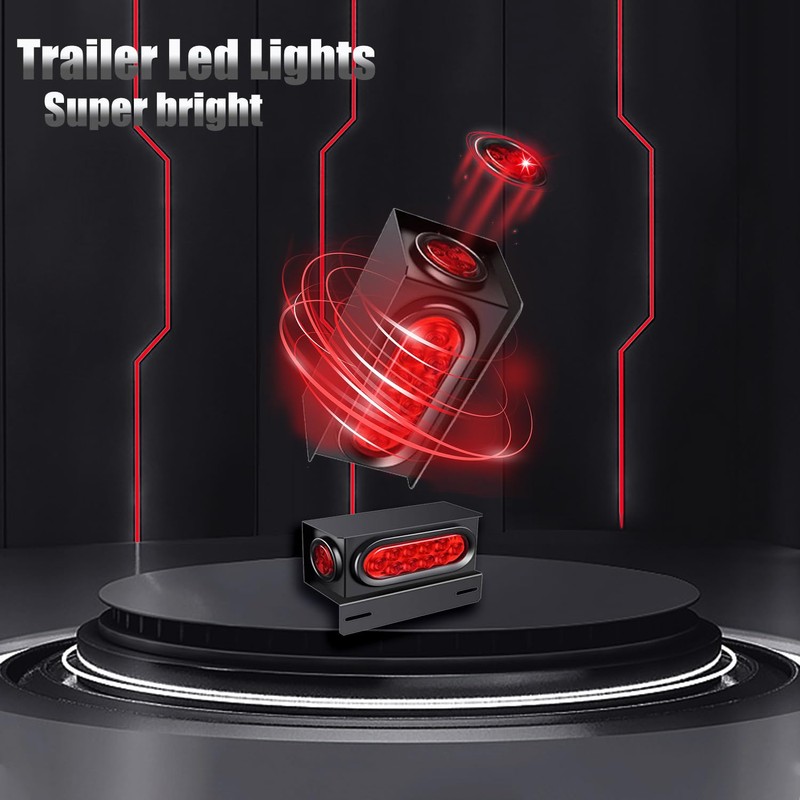 Supoika 2 Pack Steel Trailer Light Box with 6" Red