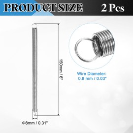 PATIKIL Extension Spring, 2pcs Wire Diameter 0.8mm, OD 8mm, Free Length 150mm 304 Stainless Steel Dual Hook Tension Springs for Lawn Tractor Home Repairs DIY, Silver