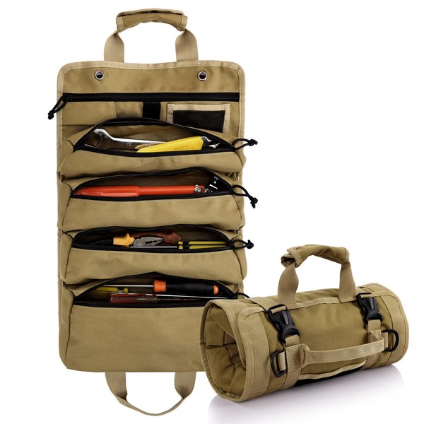 Koolertron Roll Up Tool Bag, Multifunctional Tool Storage Bag, 900D Waterproof Oxford Cloth, For First Aid Kit, or Emergency Tool Bag in Car Motorcycle