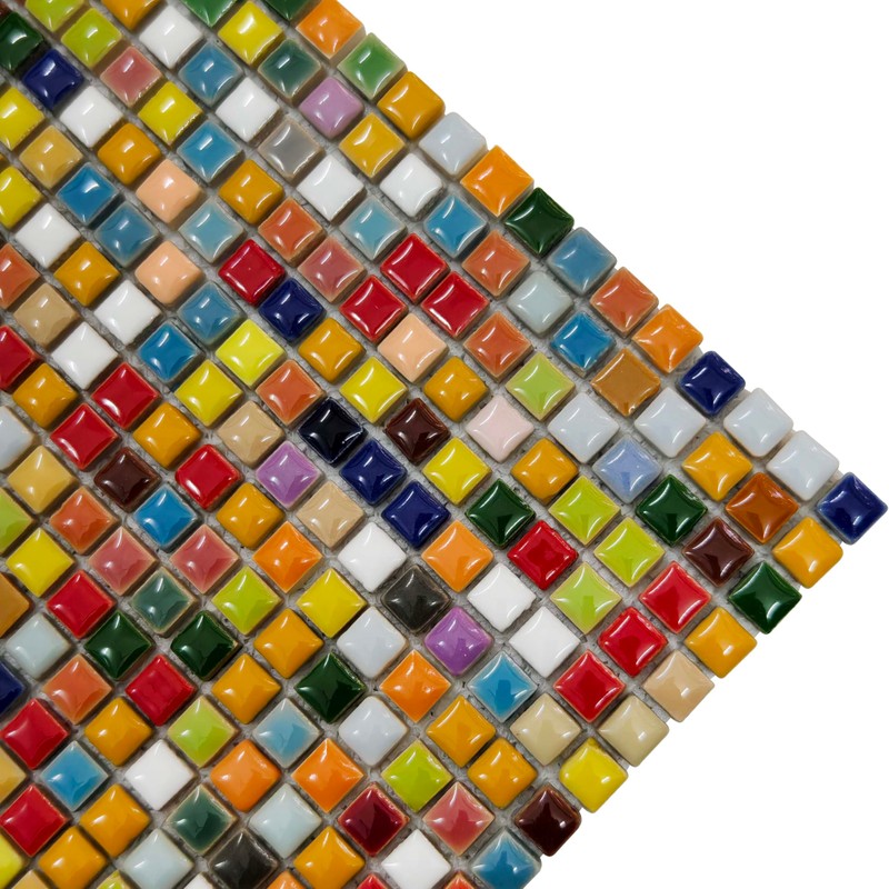 Hominter Colorful Ceramic Mosaic Mini Square Glossy Porcelain Tile for