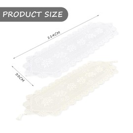 2 Pieces Hollow Lace Tablecloth Table Decoration Furniture Accessories Home Decor Coffee Table Cloth Lace Table Cloth Lace Table Mat (White)