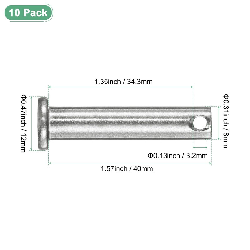 M METERXITY 10-Pack Single Hole Clevis Pins, M8 x 40mm
