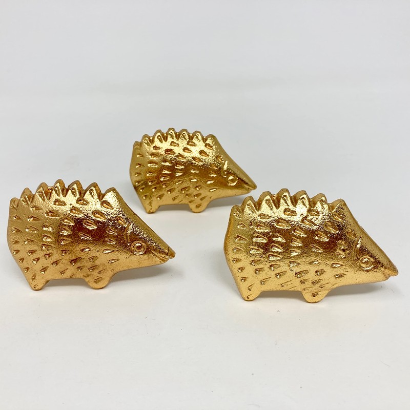 Bright Gold Animal Drawer Knobs - Dresser Cabinet (3. Hedgehog)