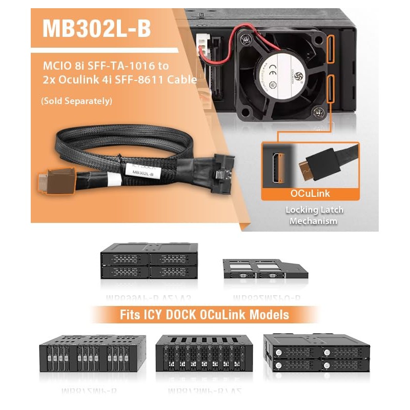 ICY DOCK MB302L-B Data Cable - 1x MCIO SFF-TA-1016 8i