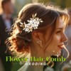 Asooll Flower Bridal Hair Comb Gold Pearl Hair Pieces Wedding
