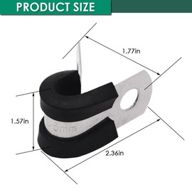 AnRui 1/4 Inch 304 Stainless Steel Cable Clamps 100Pcs, Hose Clamp, Sturdy Clamp, Cushioned Insulation Clamp for Pipe Automotive Wire 6mm