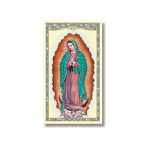 Virgen de Guadalupe- Tarjetas de Oración / Estampitas en Español con Novena a Nuestra Señora de Guadalupe - (pack 10 unidades) Our Lady of Guadalupe Prayer Card in SPANISH (10 pack)