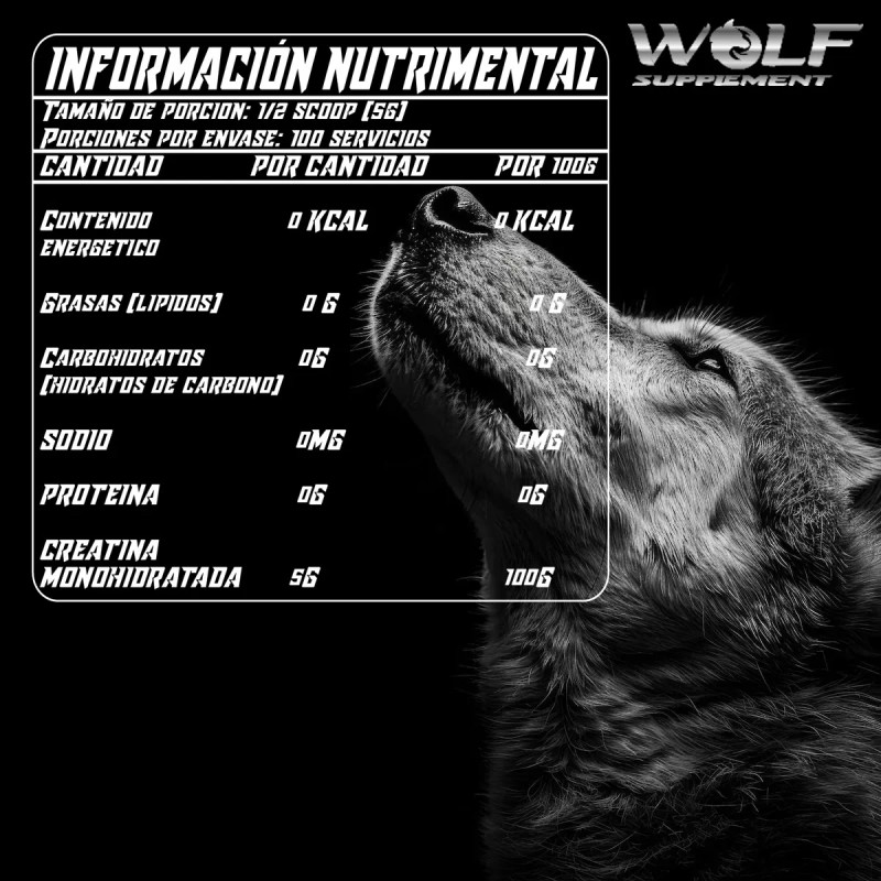 Creatina Monohidratada 500g Wolf En Polvo Varios Sabores Mora Azul