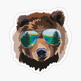 STICKY DUDE Yellowstone Bear Shades National Park Travel Vintage Sticker Style, 4in - Yeti Cup Vinyl Waterproof Decal Car Bumper Laptop Wall Window