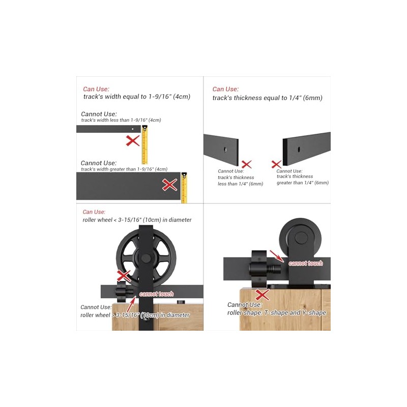 CCJH 2PCS Adjustable Barn Door Stopper fit for 1.57inch/40mm Flat