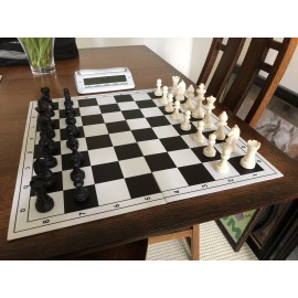 Unbranded European Chess set Combo including a plastic board and a matching chess clock