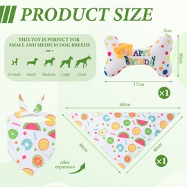 BCYSNR Dog Birthday Cartilage Toy with Dog Bandana, Plush Squeaky Dog Birthday Pet Bone Toy, Pet Interactive Birthday Gift for Small and Medium Dogs