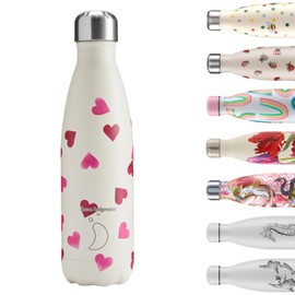 Chilly's Water Bottle - Stainless Steel and Reusable - Leak-Proof, Sweat-Free - Hearts, 500 ml