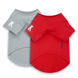 Koneseve Dog Shirt Soft Clothes Stretchy Tee for Medium Large Dogs 2-Pack Sunny Red & Smoky Blue 5XL