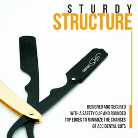 KS SHEARS Straight Razors For Men Kit - Mens Straight Razor Shaving Kit with 100-Pack Derby Platinum Blades, Barber Straight Razor with Safety Straight Razor Blades, Barber Razor For Men- Black & Gold