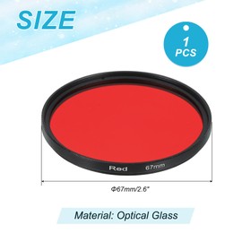 sourcing map 67mm Lens Filter,Full Red Camera Filter Scratch Optical Glass Round Fluorescent Filters Universal for Camera Photography Lens