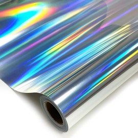 WRTUUED Holographic Metallic Heat Transfer Vinyl Roll 12" x 5ft – Soft TPU Iron On Vinyl, High Stretch & Washable HTV for T-Shirts, Fabric, Cricut & Silhouette Cutting Machines (Laser Sliver)