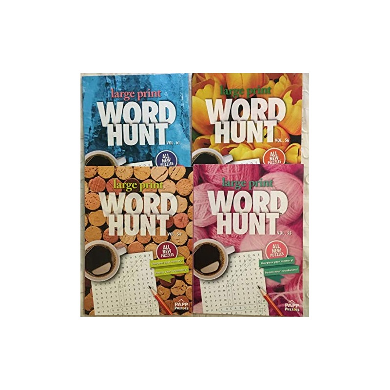 Lot of 4 Papp LARGE PRINT Word Hunt Word-Finds Word