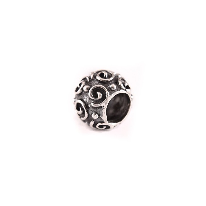Battle-Merchant Viking Beard Bead for Dreadlocks Silver with Spirals Inner