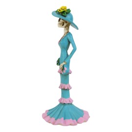 Blue Senorita Upper Class Ballroom Dressed Skeleton Lady Day Of The Dead Figurin