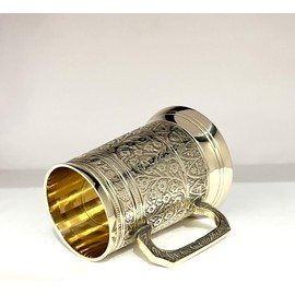 Morcomart Embossed Brass Beer Mug Vinatge Ale Viking Drinking Beer Mug Large Beer Men Tankard. Handcrafted Antique Beer Mug for Gift