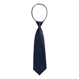 Allegra K One-Touch Necktie, 3.1 inches (8 cm), Solid Color, Zipper, Adjustable, Business, Graduation, Uniform, Men's, blue (navy blue)