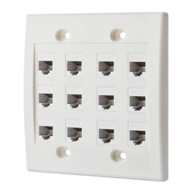 IBL - Cat6 Keystone Ethernet Wall Plate Female to Female - White (12 Port Cat6)
