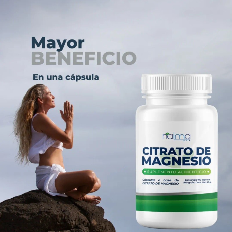 Citrato Magnesio 500mg 100 Cápsulas Sabor