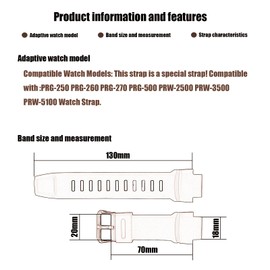 XIW Compatible for 18MM Casio Proterk PRG-250 260 270 500 PRW-2500 3500 5100 Resin Watch Band Replacement for men Wirstband Strap women Bracelet, Black Buckle