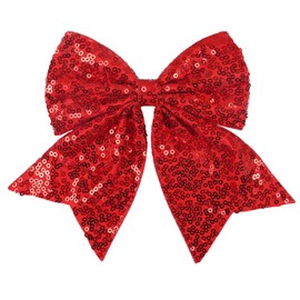 Christmas Valentines Day Red Large Hair Bow Women Girls Glitter Hair Bow 7 Inch Sequins Hair Clip Hair Accessories Hair Pin Bow Barrette SJR07 (Red Bow Clip)
