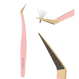 Ms.Queen Volume Tweezers for Eyelash Extensions, Fiber Tip Grip Lash Tweezers for Volume Lashes