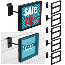 Tandefio 6 Pcs Black Rectangular Faceout Sign Holders for Slatwall Gridwall Holds 7"w x 5.5"h Slatwall Information Price Holders for Retail Store Supermarket Boutiques Display
