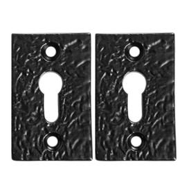 Hammer and Tongs - Rectangular Escutcheon Plate - W30mm x H50mm - Black - Pack of 2