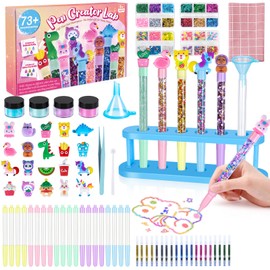 Kazzley Make Your Own Pens Set with 73 Accessories, DIY Pens Set, Craft Set Children from 6 Years, Crafts Children's Birthday Gift Ideas First Day at School Gift for Girls Boys from 5-12 Years