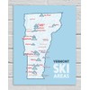 Vermont Ski Resorts Map 11x14 Print (White & Light Blue)