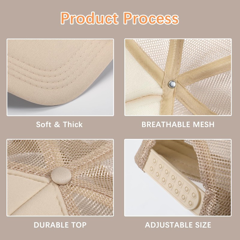 OKBA 5 Pack Sublimation Blank Baseball Cap Polyester Mesh Trucker
